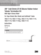 3M Cold Shrink QT-III Termination Kit 7626-T-110, Tape/Wire/UniShield® Shielding, 5-15 kV, Insulation OD 1.53-2.32 in, 3/kit Operating instructions