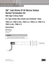 3M Cold Shrink QT-III Termination Kit 7696-S-4, Tape, Wire, UniShield®, 5-25/28 kV, Insulation OD 1.53-2.32 in, 4 Skirt, 1/kit Operating instructions