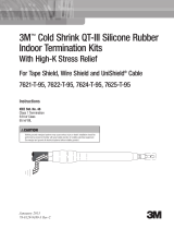 3M Cold Shrink QT-III Termination Kit 7622-T-95, Tape/Wire/UniShield® Shielding, 5-8.7 kV, Insulation OD 0.64-1.08 in, 3/kit Operating instructions