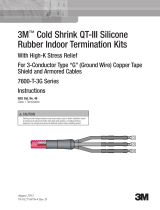 3M Cold Shrink QT-III 3/C Termination Kit 7693-T-150-3G, Tape/Wire/UniShield®, 5-25 kV, Insulation OD 0.70-0.92 in, 3/kit Operating instructions