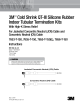 3M Cold Shrink QT-III Termination Kit 7653-T-150, CN, JCN Cable, 5-35 kV, Insulation OD 0.72-1.29 in, 1/kit Operating instructions