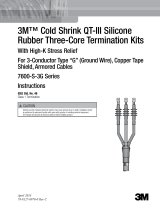3M Cold Shrink QT-III 3/C Termination Kit 7684-S-8-3G, Tape/Wire/UniShield®, 15-35 kV, Insulation OD 0.92-1.18 in, 3/kit Operating instructions