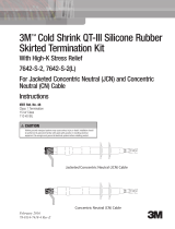 3M Cold Shrink QT-III Termination Kit 7642-S-2-22, CN, JCN Cable, 5-15 kV, Insulation OD 0.64-1.08 in, 1/kit Operating instructions