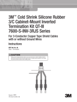 3M Cold Shrink QT-III Termination Kit 7695-S-4-INV-3-RJS, Tape/Wire/UniShield® Shielding, 5-25/28 kV, Ins. OD 1.18-1.52 in, 3/kit Operating instructions