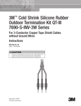 3M Cold Shrink QT-III Termination Kit 7695-S-4-INV-3W, Tape/Wire/UniShield® Shielding, 5-25/28 kV, Ins. OD 1.18-1.52 in, 3/kit Operating instructions