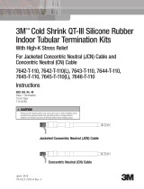 3M Cold Shrink QT-III Termination Kit 7646-T-110, CN, JCN Cable, 5-15 kV, Insulation OD 1.53-2.32 in, 1/kit Operating instructions