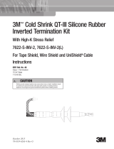 3M Cold Shrink QT-III Termination Kit 7622-S-INV-2, Tape/Wire/UniShield® Shielding, Ins. OD 0.64-1.08 in, 2 Skirt, 3/kit Operating instructions