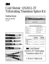 3M Cold Shrink Transition Splice Kit QS2012-3T, CN, JCN, PILC, 15 kV, 3/0 AWG-250 kcmil PILC, 4/0 AWG-500 kcmil poly/EPR, 1/case Operating instructions