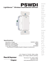 Legrand LightSense™ Wireless Incandescent Dimmer, PSWDI Installation guide