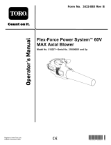 Toro Electric Battery Leaf Blower 60V MAX* Flex-Force Power System 51825T - Tool Only User manual