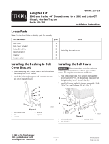 Toro Adapter Kit, 2001 and Earlier 44" Snowthrowers to 2002 and Later GT Classic Garden Tractors Installation guide