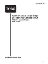Toro 42in GT Classic Single-Stage Snowthrower Conversion Kit, XT Series Garden Tractors Installation guide