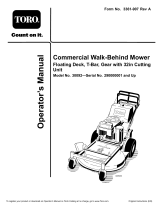 Toro Commercial Walk-Behind Mower, Floating Deck, T-Bar, Gear Drive User manual