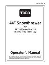 Toro 44" Two Stage Snowthrower, ProLine 118/120 and Groundsmaster 120 User manual