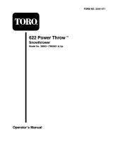 Toro 622 Snowthrower User manual