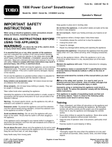 Toro 1800 Power Curve Snowthrower User manual