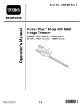 Toro PowerPlex 61cm 40V MAX Hedge Trimmer User manual
