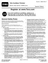 Toro 12in Cordless Single-Line Trimmer User manual