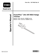 Toro PowerPlex 24in 40V MAX Hedge Trimmer User manual