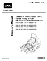 Toro Z Master Professional 7500-D Series Riding Mower, With 60in TURBO FORCE Rear Discharge Mower User manual