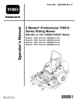 Toro Z Master Professional 7500-D Series Riding Mower, With 60in TURBO FORCE Side Discharge Mower User manual