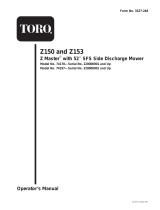 Toro Z153 Z Master, With 52" SFS Side Discharge Mower User manual