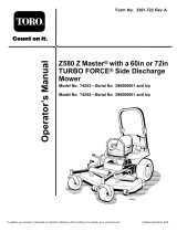 Toro Z580 Z Master, With 72in TURBO FORCE Side Discharge Mower User manual