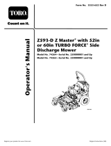 Toro Z593-D Z Master, With 60in TURBO FORCE Side Discharge Mower User manual
