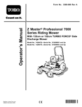Toro Z Master Professional 7000 Series Riding Mower, With 132cm TURBO FORCE Side Discharge Mower User manual
