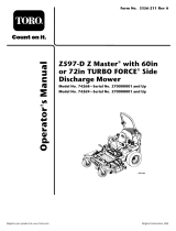Toro Z597-D Z Master, With 60in TURBO FORCE Side Discharge Mower User manual