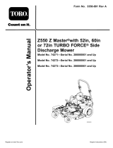 Toro Z550 Z Master, With 52in TURBO FORCE Side Discharge Mower User manual