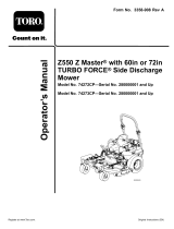 Toro Z550 Z Master, With 60in TURBO FORCE Side Discharge Mower User manual