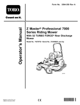 Toro Z Master Professional 7000 Series Riding Mower, With 52in TURBO FORCE Rear Discharge Mower User manual
