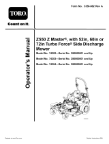 Toro Z550 Z Master, With 52in TURBO FORCE Side Discharge Mower User manual