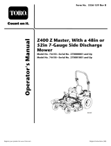 Toro Z400 Z Master, With 48in 7-Gauge Side Discharge Mower User manual