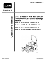 Toro Z453 Z Master, With 52in TURBO FORCE Side Discharge Mower User manual