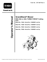 Toro GrandStand Mower, With 40in TURBO FORCE Cutting Unit User manual