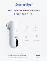 Sticker-EyeWireless Home Security AI Camera - 1080P FHD Wi-Fi Battery-Powered Surveillance Camera System, Person Detection, Face Recognition, Low False Alarm, Night Vision, 2-Way Audio, Free 8GB Storage – White