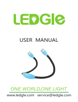 LEDGLE Updated LED Book Light Rechargeable Hug Light Reading Lamp Hands Free Flexible Arm 4 Super Bright LED Bulbs 4-Level Light Control USB Cable Included for Reading in Bed Or in Car (Upgrade Blue) User manual