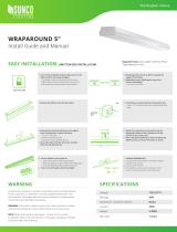 Sunco Lighting 2 Pack Wraparound 5" Wide LED Shop Light, 4 FT, Linkable, 40W=300W, 4000 LM, 5000K Daylight, Integrated LED, Prismatic Lens, Direct Wire, Flush Mount Fixture, Garage- ETL, Energy Star Installation guide