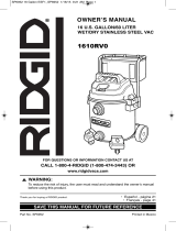 RIDGID Aspirateur eau et poussière en acier inoxydable de 16 gallons avec chariot User manual
