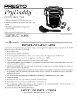 FryDaddy PRESTO Electric Deep Fryer User manual