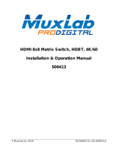 MuxLab HDMI 8x8 Matrix Switch, HDBT, 4K/60 Operating instructions