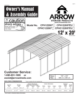 Arrow Carport Hard Top Galvanized Steel Carport Shelter Weather Resistant Car/SUV 12 x 20 x 8-ft Owner's manual