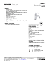 Kohler 12182-CP Dimensions Guide