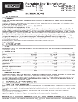 Draper 1.5kVA 230V to 110V Portable Site Transformer Operating instructions