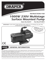 Draper 100L/Min Multistage Surface Mounted Water Pump Operating instructions