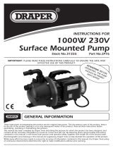 Draper 76L/Min Surface Mounted Water Pump Operating instructions