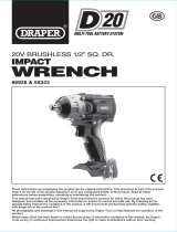 Draper D20 20V Brushless Mid-Torque Impact Wrench, 1/2", 2 x 2.0Ah Batteries and Charger, 250Nm Operating instructions