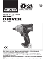 Draper D20 20V Brushless Impact Driver, 1/4", 2 x 2.0Ah Batteries and Charger, 180Nm Operating instructions